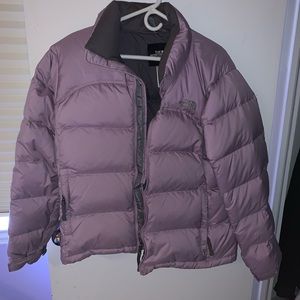 North Face women light purple puffer 700